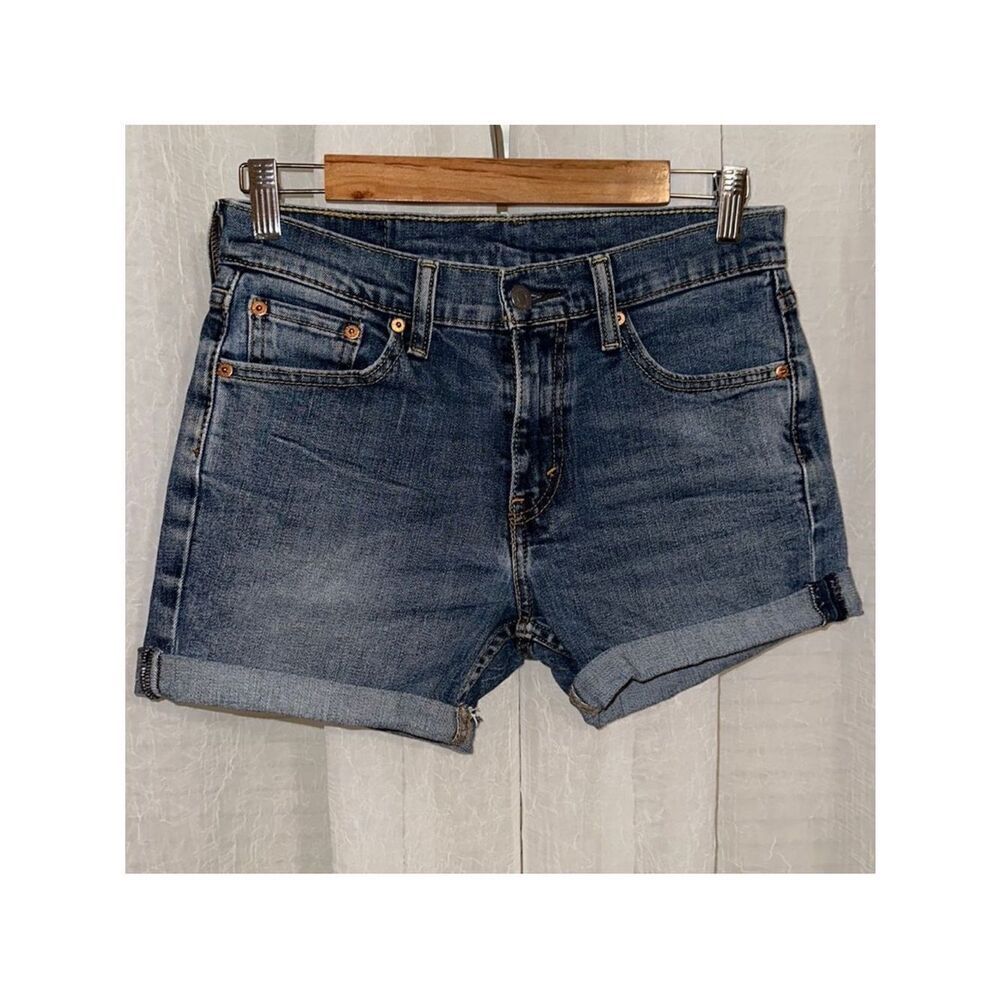 LEVI’S 30 511 Medium Wash Blue Cuffed Denim Jean Shorts